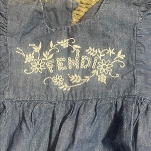 Denim Blouse with Cream Embroidery